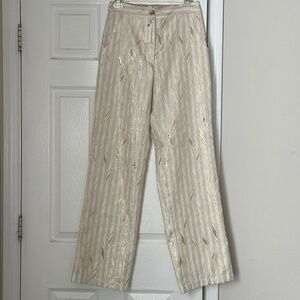Porridge Women's Trousers Size 4 Brand New Gold Cream Metallic Party Glam Anthro